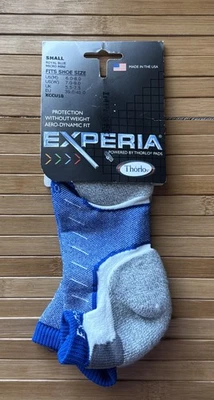 NUEVO CON ETIQUETAS Thorlos Experia Coolmax Micro Mini Calcetines para Correr Azul Pequeño -Imperfectos Foto 1 de 2