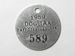 Fayetteville Arkansas 1959 licencia de etiqueta de impuesto para perros - #65340 - Imagen 1 de 2