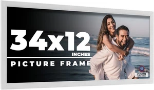 Marco 34x12 blanco marco de madera real ancho 0,75 pulgadas | profundidad del marco interior - Imagen 1 de 9