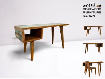 Boatwood by WMK # Formschöner und beidseitig verwendbarer Schreibtisch aus altem - Bild 1 von 4