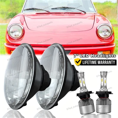 Pair 7" Inch Round LED Headlights For Alfa Romeo Spider 1988-1994 Plymouth - Image 1 of 4