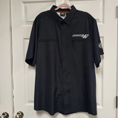 Camisa negra vintage 2013 Harley-Davidson Motor Clothes abotonada 2XL 2 bolsillos Foto 1 de 4