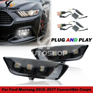 For Ford Mustang 2015-2017 LED Front Bumper Fog Light DRL Turn Signal Lamps - Picture 1 of 6
