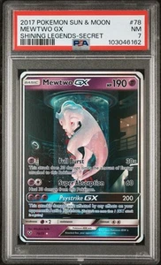 2017 Mewtwo GX Pokemon Secret Shining Legends 78/73 PSA 7 - Picture 1 of 2