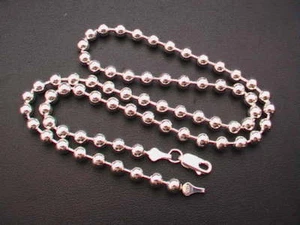 Taxco, Mexican 925 Sterling Silver 5 mm Ball Chain Necklace. 18"-24",24-30 grams - Picture 1 of 6