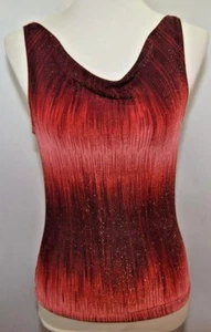 VTG Timing Red Orange Flame Glittery Metallic Sleeveless Top  Womens M USA Made - Picture 1 of 10