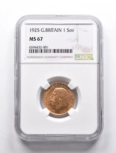 MS67 1925 Great Britain 1 Sovereign Gold Coin NGC *9503 - Picture 1 of 3