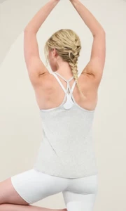 Athleta With Ease Strappy Rib Tank Top Medium Light Grey Heather - Picture 1 of 8