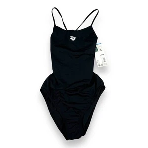 ARENA Women’s Solid Team MaxLife Lace Back One-Piece Swimsuit Black/White Sz 36 - Picture 1 of 3