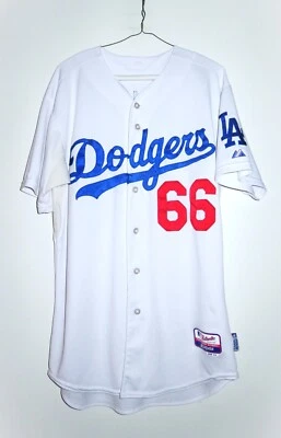 Majestic Cool Base Authentic Los Angeles Dodgers Yasiel Puig Home Jersey 44 L - Image 1 of 4