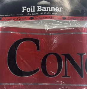 Congrats Grad Red 24in Foil Banner - Picture 1 of 2