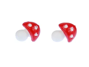 Fly Agaric Earrings Stud Miniblings Earrings Mushroom Funghi Natural Red White - Picture 1 of 4