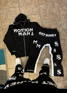 American Vintage Zip Hoodies Man Set Streetwear Women Loose Clothes Aesthetic - Picture 1 of 5