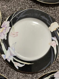 3er Set Mikasa Charisma Schwarz Speiseteller 10,5" Floral Fine China Japan L9050 - Bild 1 von 12