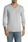 Diesel Mens XL V-Neck Sweater K-Bentilogo Knitwear Lightweight Pullover Gray NWT