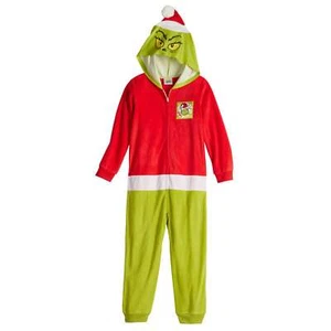 Dr. Seuss Grinch Hooded Union Suit Sleeper Pajamas Size 4 NWT $34.99 RV - Picture 1 of 2