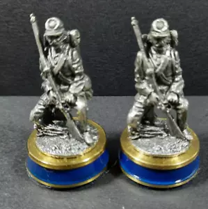 2 Franklin Mint Civil War Chess Set Union Pawn Pieces Pewter/Brass - Picture 1 of 2