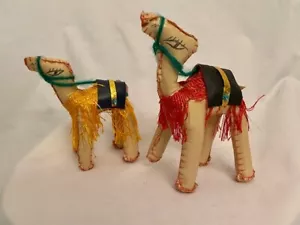 VINTAGE Volkskunst LEDERKAMELE - Handarbeit WEIHNACHTEN genäht ÄGYPTEN ausgestopft RAR - Bild 1 von 6
