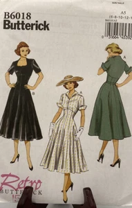 Patrón de Vestido Butterick B6018 Retro '52 Misses Talla A5 (6-14) SIN CORTAR - Imagen 1 de 2