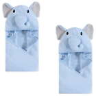 Hudson Baby Infant Boy Cotton Animal FaceHooded Towel,Light BlueElephant 2-Piece