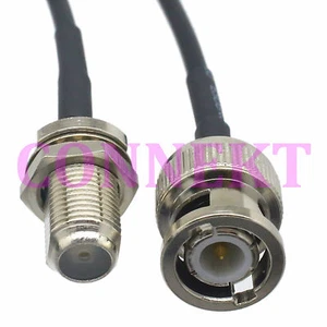BNC male to F female nut bulkhead crimp RG174 cable jumper pigtail 15cm - Picture 1 of 5