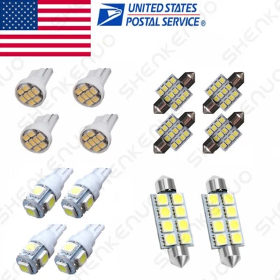 14x LED Lights Interior Package Kit For Dome License Plate Lamp bulbs Pure White - Image 1 of 4