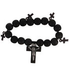 Holzperlen-Kreuz-Armband religiöses Mala-Armband