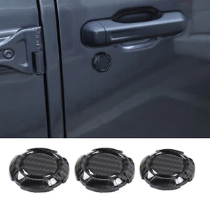 Cubierta de ojo de cerradura de puerta con aspecto de fibra de carbono para Jeep Wrangler JL JT 2018-2024 - Imagen 1 de 10