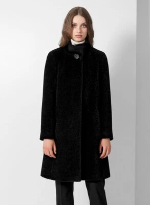 Cinzia Rocca Icons Women's Alpaca And Wool Flared Coat Color Black New $1160  - Image 1 of 4