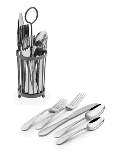 Pfaltzgraff 20-pc Flatware Set for 4 With Caddy, Satin Salisbury Stainless Steel - Picture 1 of 8