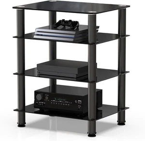 FITUEYES TV Rack HiFi Regal Glas/Alu  600x455x762mm AS406001GB - Bild 1 von 2