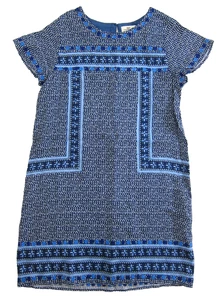 Vineyard Vines Linen Rayon Blue White Floral Short Sleeve Tunic Shift Dress 10 - Picture 1 of 5