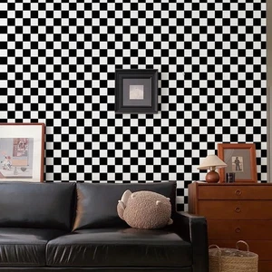 Amiya Black and White Checkered 17.3&#8221; X 120&#8221;Flag Contact Paper Check - Picture 1 of 9