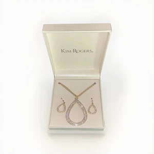 Kim Rogers Gold Tear Drop Necklace and Earring Set Fashion Jewelry NEW - Picture 1 of 6