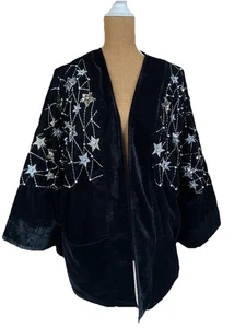 Monsoon Velvet Black Blazer Sequin & Star Detail Size M/ L - Picture 1 of 9
