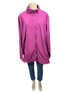 Giacca donna Lands' End taglie forti full zip davanti pile viola taglia 2X - Foto 1 di 16