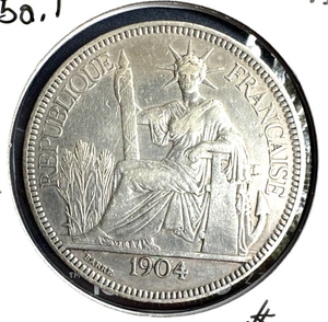 French Indo china 1904 A Piastre KM 5a.1 XF - Picture 1 of 2