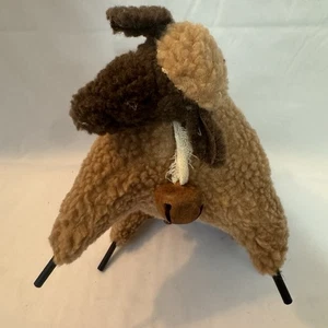 Pecora marrone vintage con campane peluche primitivo decorazione natalizia supporti 7”t x 10”l - Foto 1 di 9