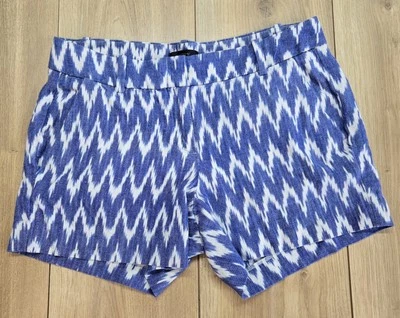 J. Pantalones Cortos Informales Crew Ikat Para Mujer Talla 2, Patrón Zig Zag, Bolsillos, Azul/Blanco Foto 1 de 4