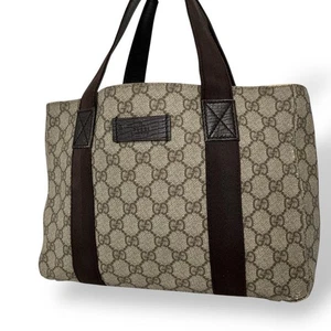 Gucci Handbag GG Supreme Leather Logo Mini Tote Beige PVC Leather From Japan - Picture 1 of 12