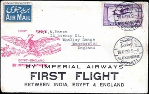 1929 Ägypten Erstflug Alexandria-Manchester Imperial Airways Luftpost - Bild 1 von 2