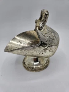 Vintage Sugar Scuttle Scoop Candy Dish with Tarnish  Silver Plated Unmarked  - Picture 1 of 8