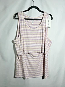 Neu mit Etikett verriegeltes Mama Still-Still-Tanktop gestreift gerippt Größe 2X - Bild 1 von 8