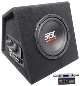 MTX RTP8A 8" 120w RMS Powered Subwoofer In Vented Sub Box Enclosure+Bass Remote - Picture 1 of 7