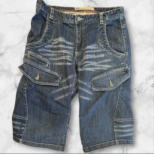 REI Men’s Below The Knee Denim Cargo Shorts Sz32 - Picture 1 of 3