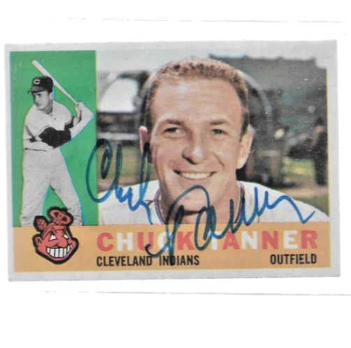*CHUCK TANNER* 1960 Topps Firmado Automático *INDIOS DE CLEVELAND* Foto 1 de 1