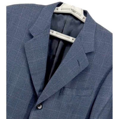 Canali Men Blazer Silk Wool EU 50L US 40L Blue Plaid Made Italy Career Jacket - Image 1 of 4