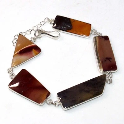 Mookaite 925 Silver Plated Gemstone Bracelet 8.5" Aesthetic Jewellery GW - Image 1 of 3