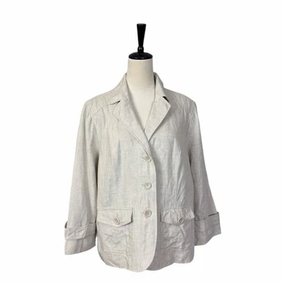 Studio Works Linen Blend Blazer Women’s Size Large Minimalist Tan Natural Beige - Image 1 of 4