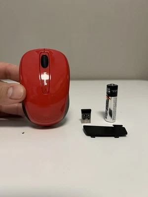 Microsoft Wireless Mobile Mouse 3500 Model 1427 w/ Receiver Red - Image 1 of 4